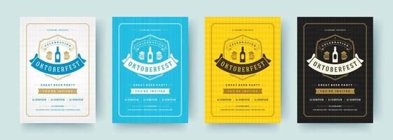 oktoberfeest flyers of posters retro typografie Sjablonen ontwerp uitnodigingen bier festival viering. vector