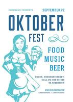 oktoberfeest folder of poster retro typografie sjabloon ontwerp uitnodiging bier festival viering illustratie. vector