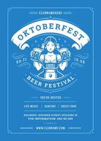 oktoberfeest folder of poster retro typografie sjabloon ontwerp uitnodiging bier festival viering illustratie. vector