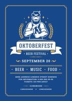 oktoberfeest folder of poster retro typografie sjabloon ontwerp willkommen zum bier festival viering illustratie vector