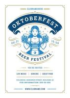 oktoberfeest folder of poster retro typografie sjabloon ontwerp willkommen zum bier festival viering illustratie vector