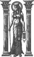 Farao vrouw de Egypte mythisch schepsel beeld gebruik makend van oud gravure stijl vector