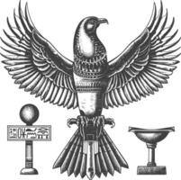 oude Egypte Egyptische hiëroglief symbool afbeeldingen gebruik makend van oud gravure stijl lichaam zwart kleur enkel en alleen vector