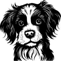 terriër hond - zwart en wit geïsoleerd icoon - illustratie vector