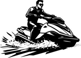 Jet ski, zwart en wit illustratie vector