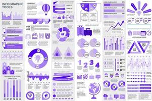 bundel infographic elementen data visualisatie vector ontwerpsjabloon. mega-set. kan worden gebruikt voor stappen, bedrijfsprocessen, workflow, diagram, stroomdiagramconcept, tijdlijn, pictogrammen, info-graphics.