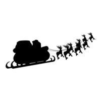 de kerstman claus slee silhouet vector