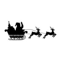 de kerstman claus slee silhouet vector