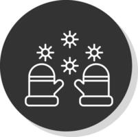 winter handschoenen lijn grijs cirkel icoon vector