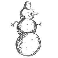 gelukkige sneeuwpop winter handgetekende vector