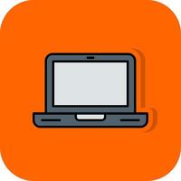 laptop computer gevulde oranje achtergrond icoon vector