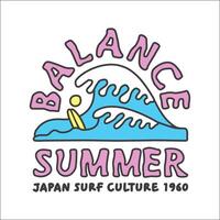 verkennen surfing met een Japans twist groovy Azië t-shirt ontwerp vector