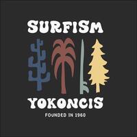 verkennen surfing met een Japans twist groovy Azië t-shirt ontwerp vector