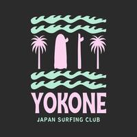 verkennen surfing met een Japans twist groovy Azië t-shirt ontwerp vector