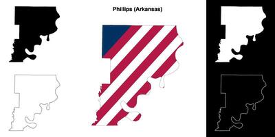 phillips district, Arkansas schets kaart reeks vector