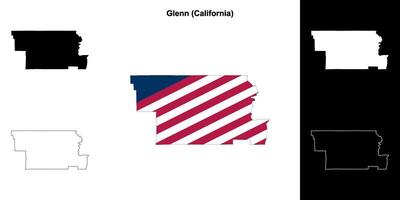 glenn district, Californië schets kaart reeks vector