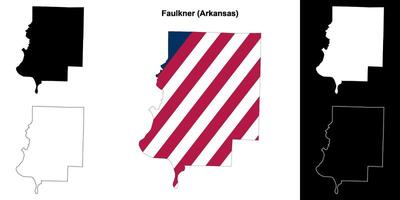 faulkner district, Arkansas schets kaart reeks vector