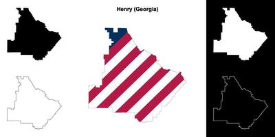 Henry district, Georgië schets kaart reeks vector