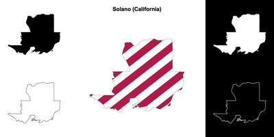 Solano district, Californië schets kaart reeks vector