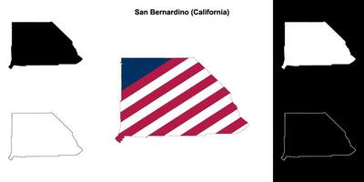 san bernardino district, Californië schets kaart reeks vector