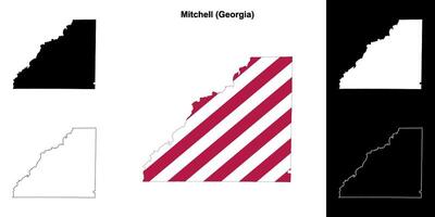 Mitchell district, Georgië schets kaart reeks vector