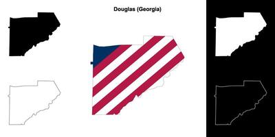 douglas district, Georgië schets kaart reeks vector