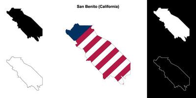 san benito district, Californië schets kaart reeks vector