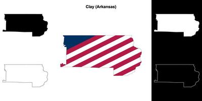 klei district, Arkansas schets kaart reeks vector