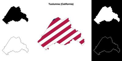 tuolumne district, Californië schets kaart reeks vector