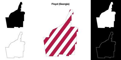 floyd district, Georgië schets kaart reeks vector