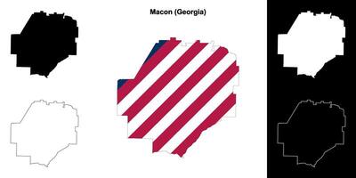 macon district, Georgië schets kaart reeks vector