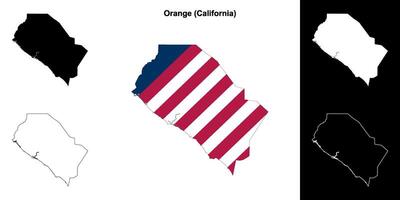 oranje district, Californië schets kaart reeks vector