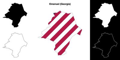 emanuel district, Georgië schets kaart reeks vector