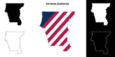 del norte district, Californië schets kaart reeks vector