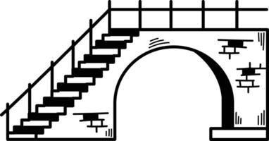 een brug is getoond in zwart en wit vector