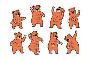een serie van tekenfilm bears zijn dansen en spelen vector