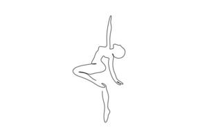 doorlopend een lijn tekening van vrouw schoonheid ballet danser in elegantie beweging premie illustratie vector