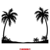 tropisch oase onderdompelen jezelf in de schoonheid van palm boom silhouet kunst voor ontwerp inspiratie. vector