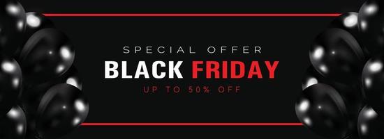 black friday kortingsverkoopbanner met ballonnen vector