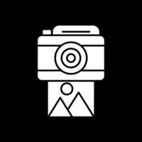 camera glyph omgekeerd icoon vector