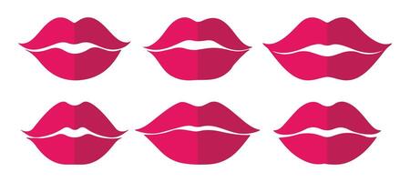 abstract dame roze lippen pak pictogrammen ontwerp sjabloon vector