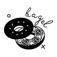 modieus bagel belegd broodje vector