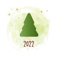 groen silhouet van een kerstboom met rode sterren op een aquarel achtergrond. prettige kerstdagen en gelukkig nieuwjaar 2022. vectorillustratie. vector