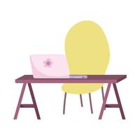 bureau met laptop en stoel vectorontwerp vector