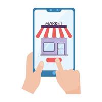 geïsoleerde marktwinkel in smartphone vectorontwerp vector