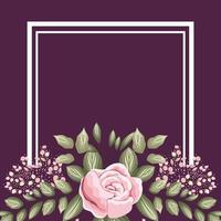frame met roze roze bloemknoppen en bladeren die vectorontwerp schilderen vector