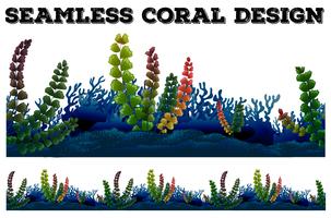 Naadloze achtergrond met koraal en zeewieren vector