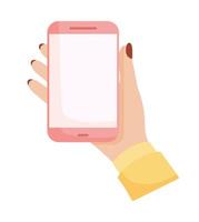 hand met mobiele telefoon vector