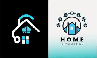 huis automatisering technologie elektronisch digitaal internet slim gebouw logo icoon sjabloon ontwerp vector