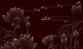 goud lineair lotus horizontaal illustratie vector